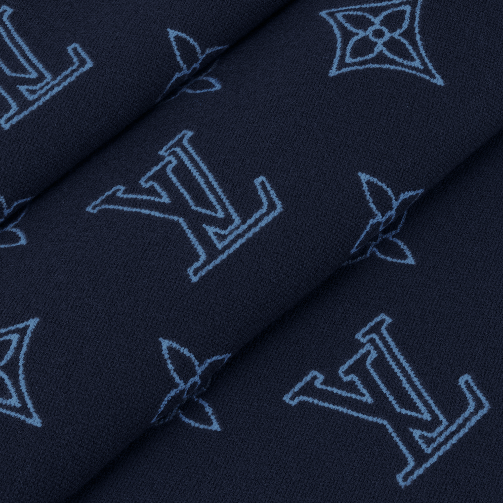 試着のみ　ルイヴィトン　マフラー　モノグラム　ネイビー 試着のみルイヴィトンマフラーモノグラムネイビー